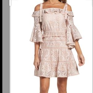 Foxiedox berry flared cold shoulder dress small